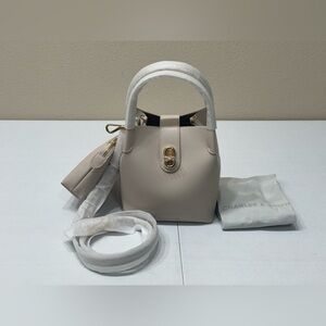 Charles & Keith Women’s Oat & Gold Toned Hardware Aubrielle Bucket Bag Medium